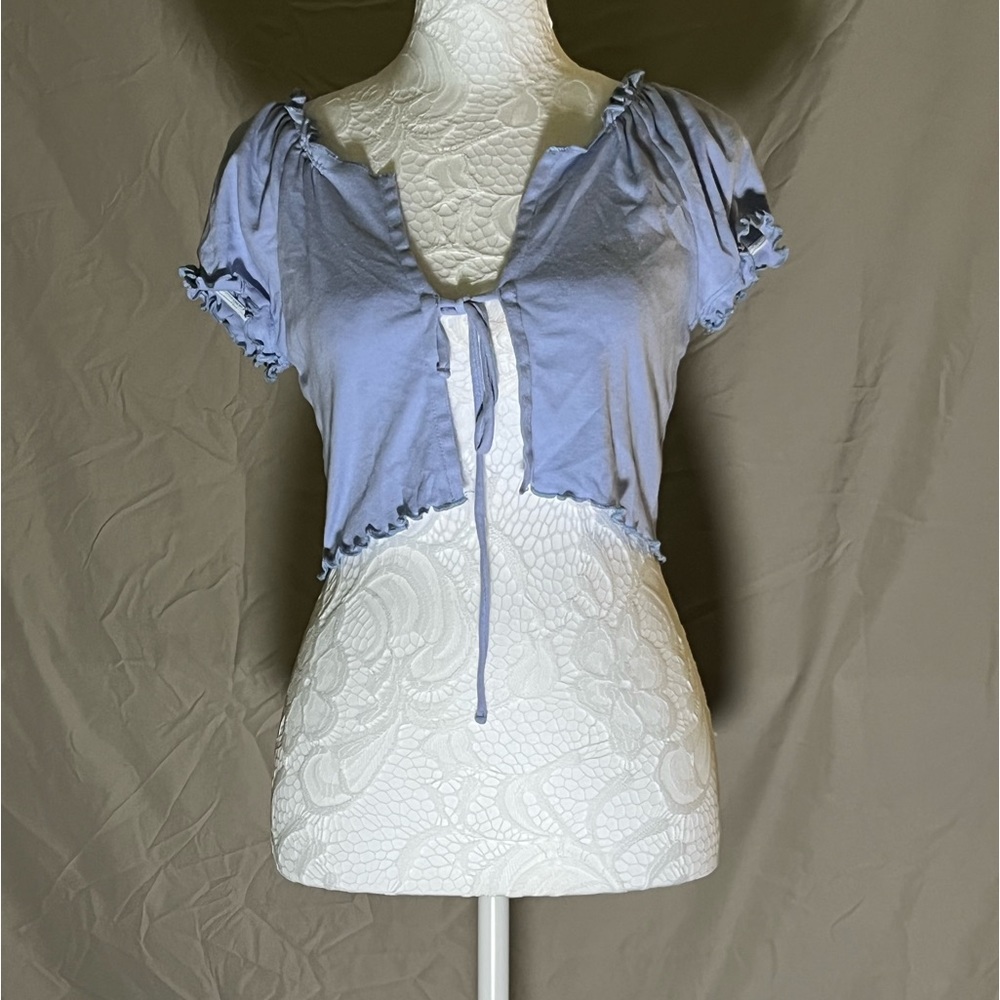 Lavender shortsleeved medium cropped Sky and Sparrow cardigan